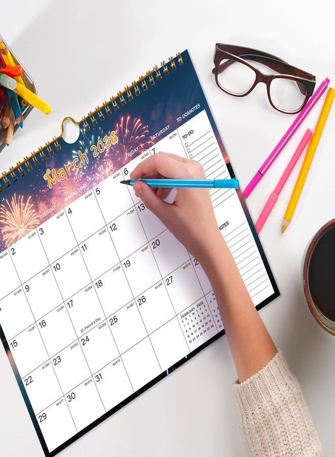 HJCTOY 2026-2027 Wall Calendar - Includes January 2026 to June 2027, 18-Month Paper Wall Calendar 11 x 8.5 Inches.Thick Paper with Julian Dates and Block for New Year and Christmas Holidays To-dos ＆ Notes (H) - Image 2