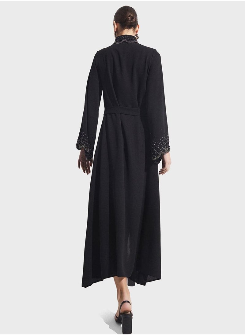 جون فستان أسود طويل بتصميم القميص - Image 2