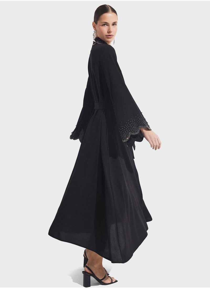 جون فستان أسود طويل بتصميم القميص - Image 3