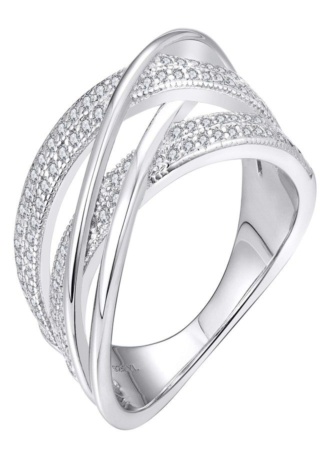 YL Twisted Knot Rings 925 Sterling Silver Cubic Zirconia Infinity Statement Rings for Women-size9 - Image 1