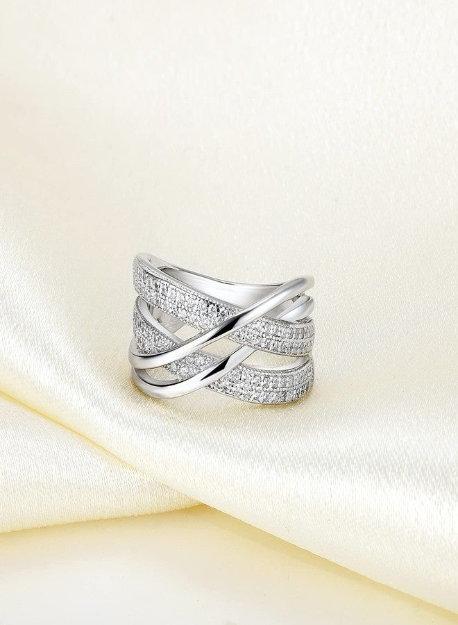 YL Twisted Knot Rings 925 Sterling Silver Cubic Zirconia Infinity Statement Rings for Women-size9 - Image 5