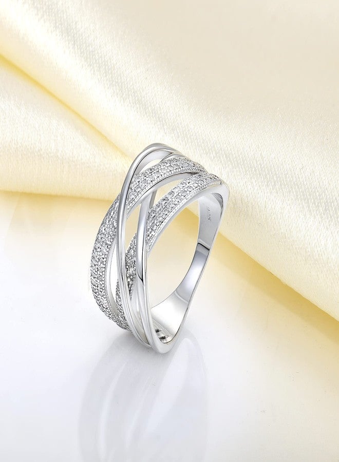 YL Twisted Knot Rings 925 Sterling Silver Cubic Zirconia Infinity Statement Rings for Women-size9 - Image 4