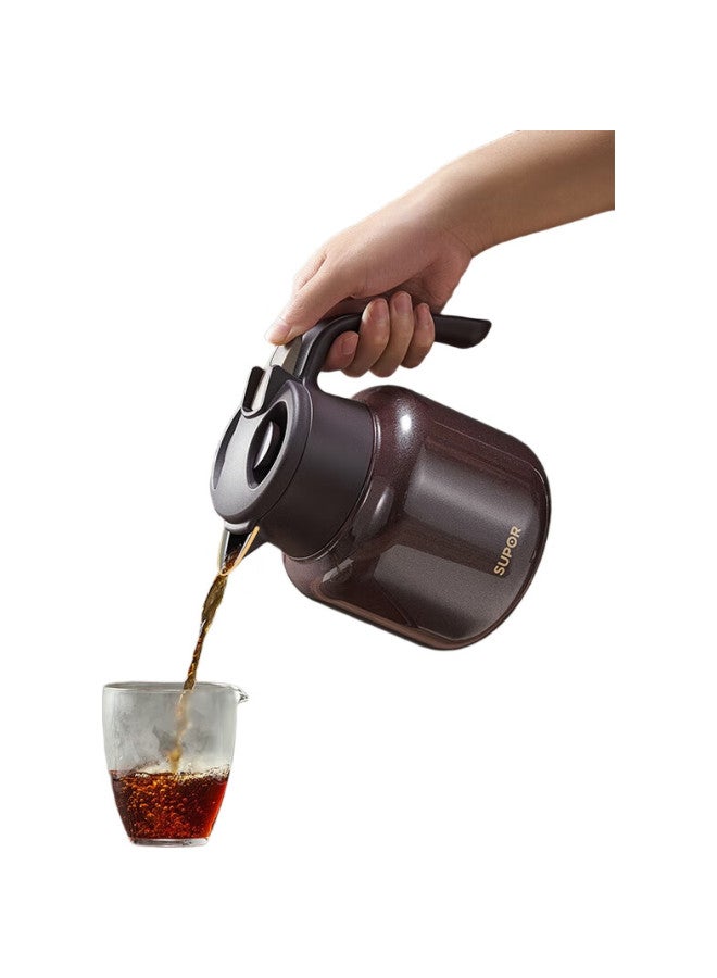 Supor Tea Infuser Pot, Home Use Tea Steeping Thermos, Large Capacity Water Kettle, 316L Stainless Steel Insulated Bottle, Hot Water Kettle, Sand Gold Red - Image 2