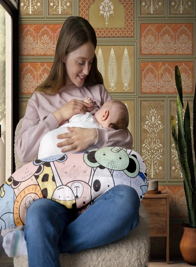 وسادة تغذية الأطفال من ويندسون كرافت مع غطاء قابل للفصل وحزام أمان | وسادة الرضاعة الطبيعية | وسادة الرضاعة (متعددة الأشكال الحيوانية) - Image 1