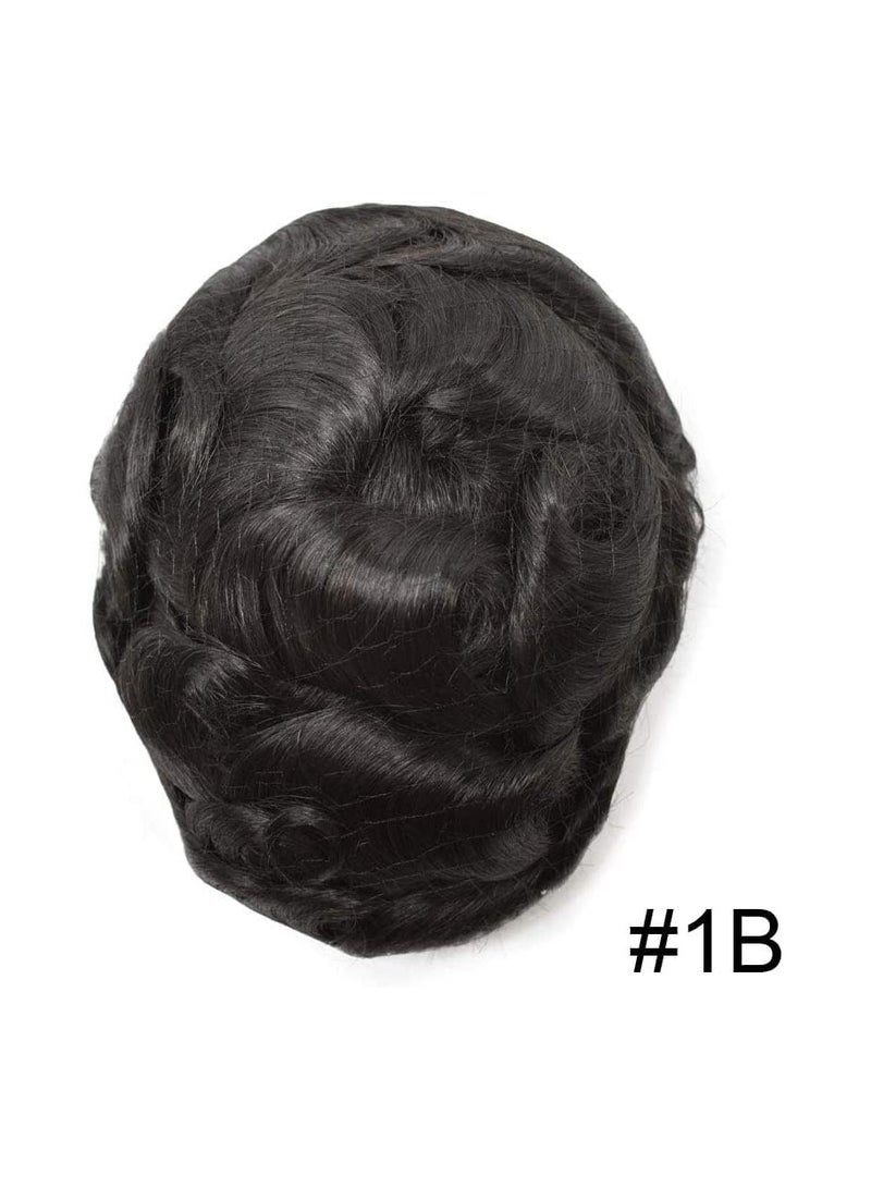 إستيل شعر مستعار للرجال، نظام استبدال الشعر البشري، قطع شعر طبيعية حقيقية، وحدة NPU أحادية دقيقة بلون طبيعي (أسود طبيعي 1B، 7X9) - Image 3
