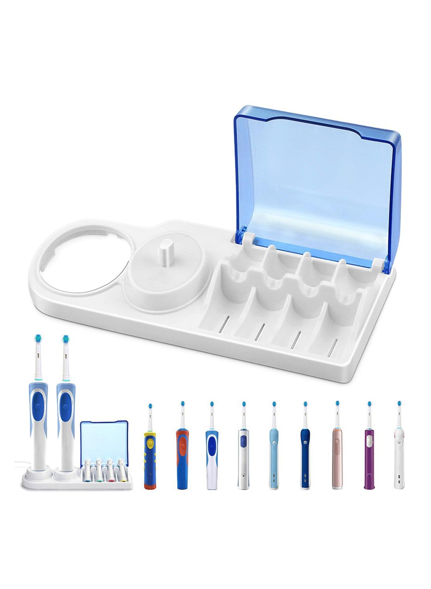 Electric Toothbrush Holder Stand, Replacement Stand Base Compatible with Oral B Toothbrush, with Stand Slot & Head Holder, Electric Toothbrush Holder for Master, Guest, Kid's, College Dorm Bathroom