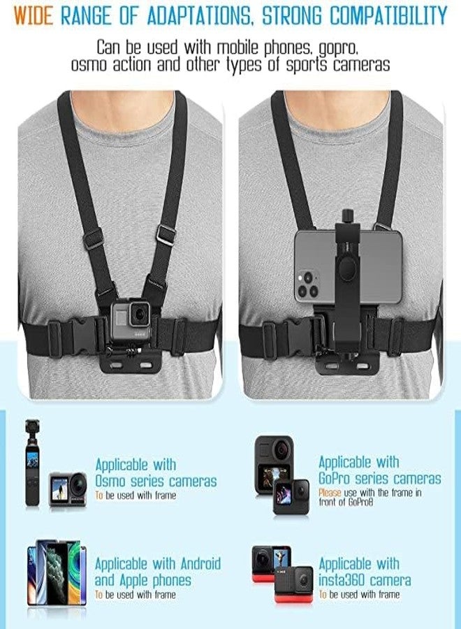 Sounce Mobile Phone Chest Strap Mount GoPro Chest Harness Holder for VLOG/POV Compatible with All Cell Phones and GoPro Hero 9, 8, 7, 6, 5,OSMO Action, AKASO and Other Action Camera - Image 4