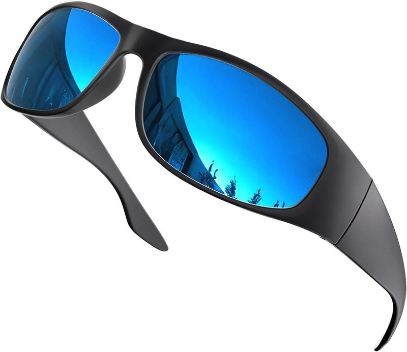 grinderPUNCH Polarized Wrap Around Sunglasses for Men and Women – Lightweight Sports Wraparound Sunglasses UV Protection - Image 1