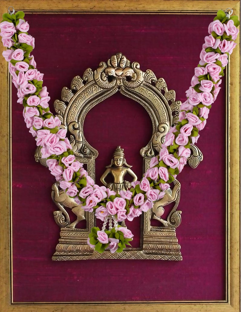 Daedal Crafters Flower Garland for Pooja Mandir Decoration, Hanging Mala for Photo Frame, Decorative Haar Mala for God Idols, Photo Frames of Loved Ones, Ancestors, Pitra & Pooja Room Décor (40 inch) - Image 1