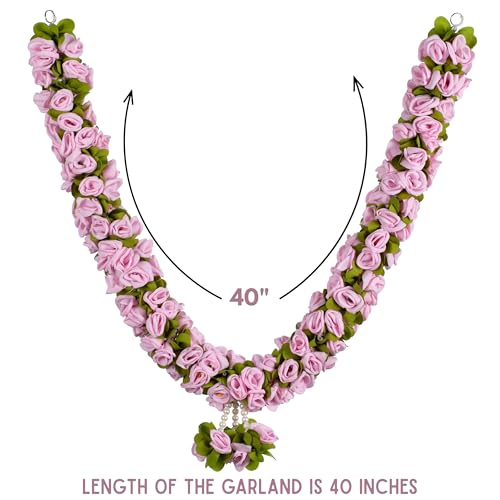 Daedal Crafters Flower Garland for Pooja Mandir Decoration, Hanging Mala for Photo Frame, Decorative Haar Mala for God Idols, Photo Frames of Loved Ones, Ancestors, Pitra & Pooja Room Décor (40 inch) - Image 4