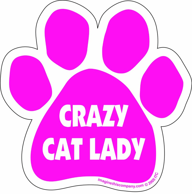 Car Magnet- Paw- Crazy Cat Lady- Pink- 5.5" x 5.5"