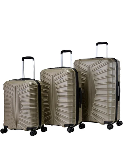eminent Hard Case Travel Bag Trolley Luggage Set of 3 TPO Lightweight Suitcase 4 Quiet Double Spinner Wheels with TSA Lock KK30 Gold Champagne