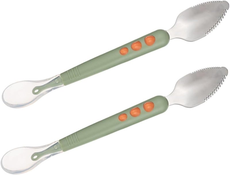 FRCOLOR 2pcs Supplementary Food Spoon for Boy Girl Ergonomic Fruit Puree Serving Utensils for Scraping Soft Cooked Foods - Image 1