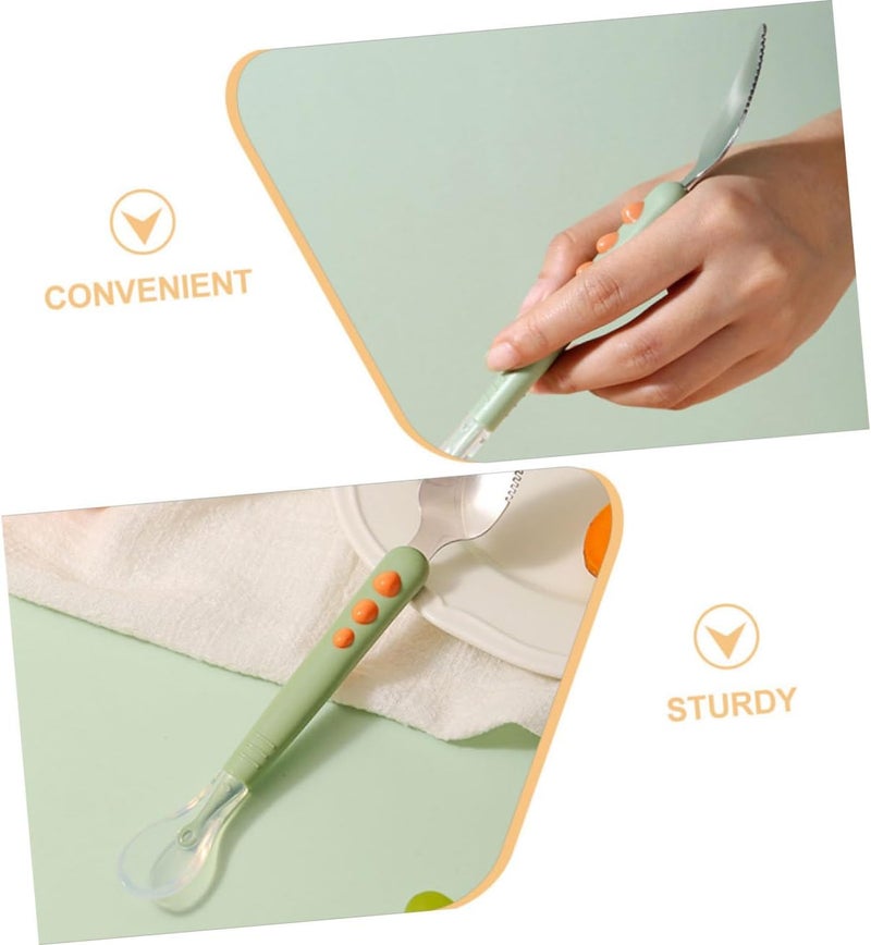 FRCOLOR 2pcs Supplementary Food Spoon for Boy Girl Ergonomic Fruit Puree Serving Utensils for Scraping Soft Cooked Foods - Image 5
