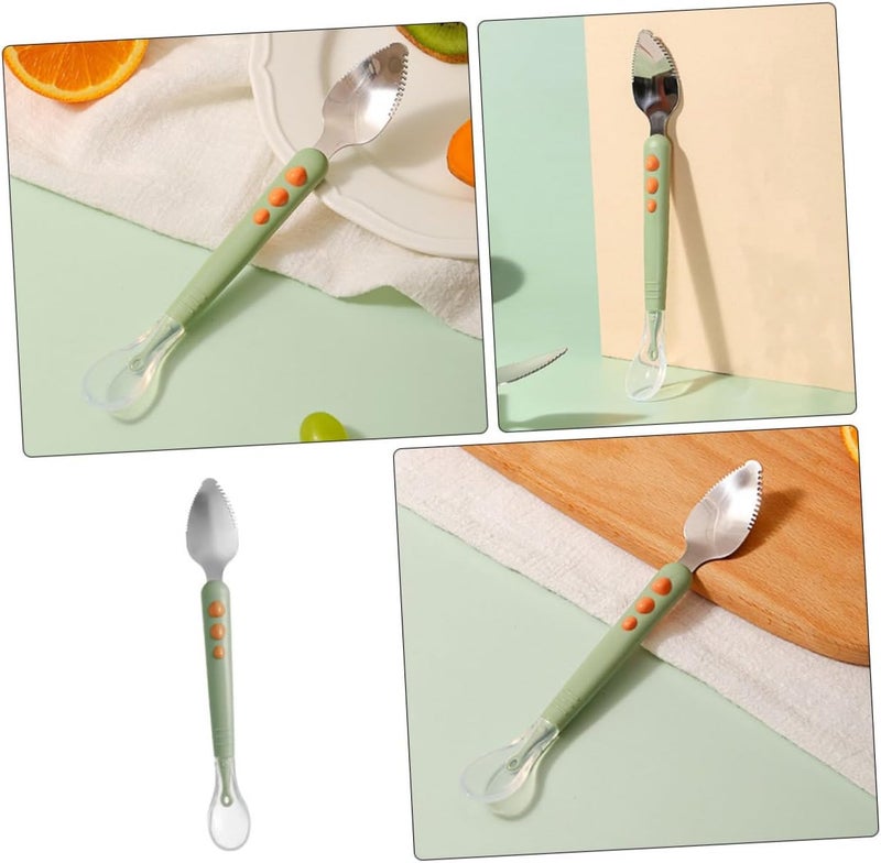 FRCOLOR 2pcs Supplementary Food Spoon for Boy Girl Ergonomic Fruit Puree Serving Utensils for Scraping Soft Cooked Foods - Image 3