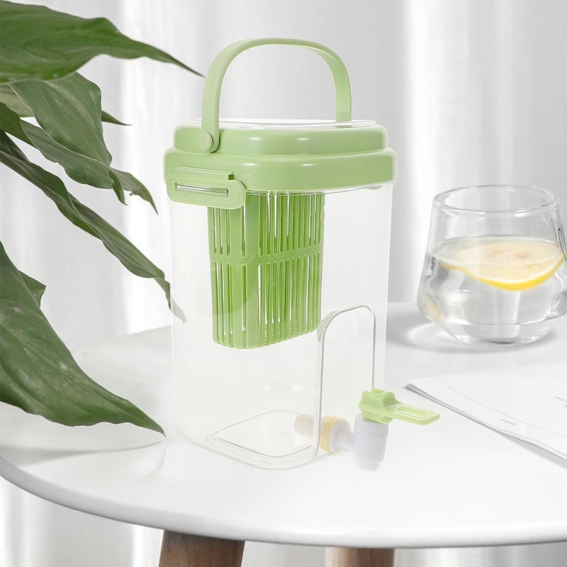Beverage Dispenser Cold Water Jug 2l Food-grade Plastic with Faucet Green Large Capacity Refrigerator Water Pitcher for Home Kitchen Party - Image 5