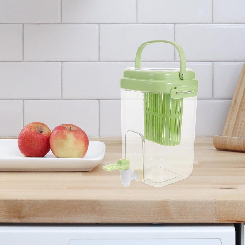 Beverage Dispenser Cold Water Jug 2l Food-grade Plastic with Faucet Green Large Capacity Refrigerator Water Pitcher for Home Kitchen Party - Image 4