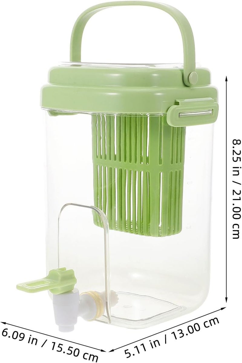 Beverage Dispenser Cold Water Jug 2l Food-grade Plastic with Faucet Green Large Capacity Refrigerator Water Pitcher for Home Kitchen Party - Image 2