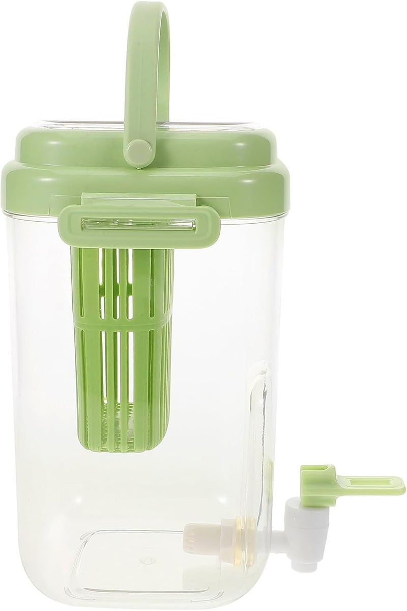 Beverage Dispenser Cold Water Jug 2l Food-grade Plastic with Faucet Green Large Capacity Refrigerator Water Pitcher for Home Kitchen Party - Image 1