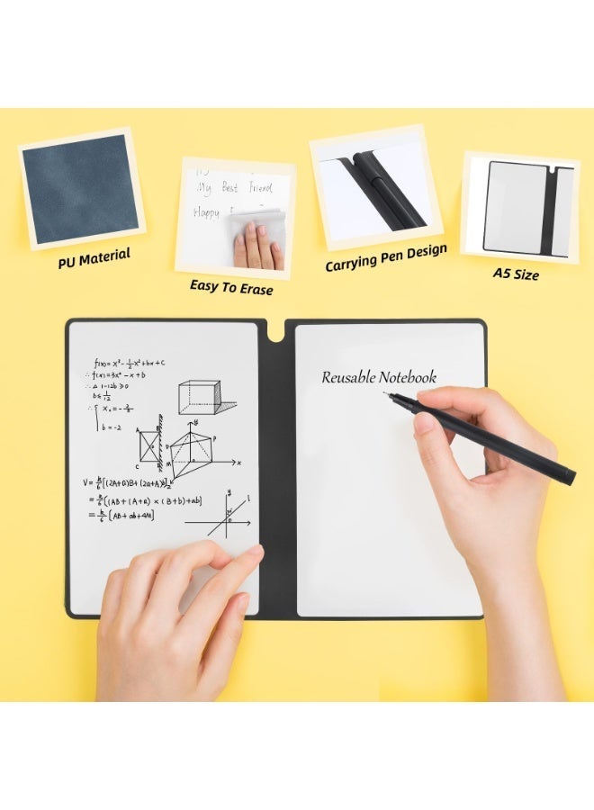 Reusable A5 Dry Erase Notebook Set - with 3 Pens, Eraser & Cloth, Portable for Office & Travel (Denim Blue) - Image 1
