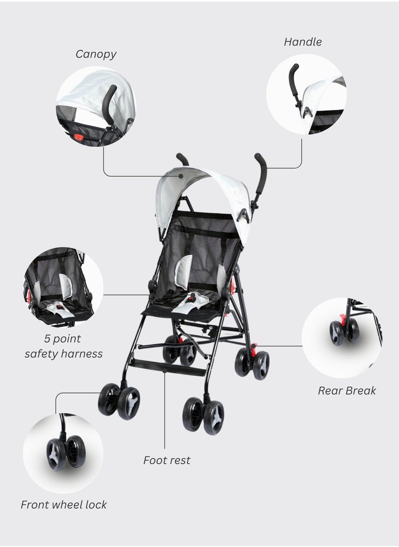 Moms Magic Baby Stroller – Fixed Backrest, 5-Point Safety Harness, Rear Wheel Suspension, Secondary Lock – Suitable for 6 to 36 Months  - Image 3