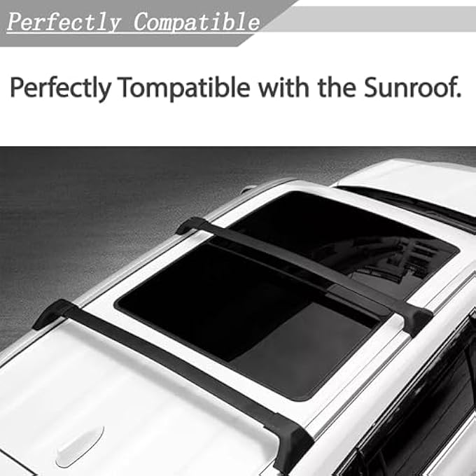 rayihni حامل سقف قضبان عرضية لتويوتا هايلاندر 2020-2025 (مع قضبان جانبية مدمجة) ، قضيب سقف من الألمنيوم شديد التحمل لحمل الأمتعة والزوارق والدراجات - سهل التركيب - Image 2