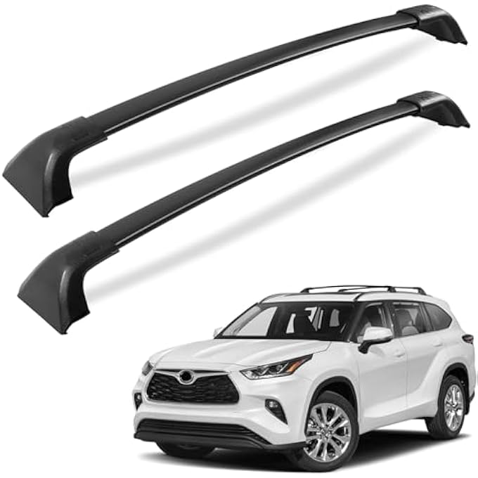 rayihni حامل سقف قضبان عرضية لتويوتا هايلاندر 2020-2025 (مع قضبان جانبية مدمجة) ، قضيب سقف من الألمنيوم شديد التحمل لحمل الأمتعة والزوارق والدراجات - سهل التركيب - Image 1