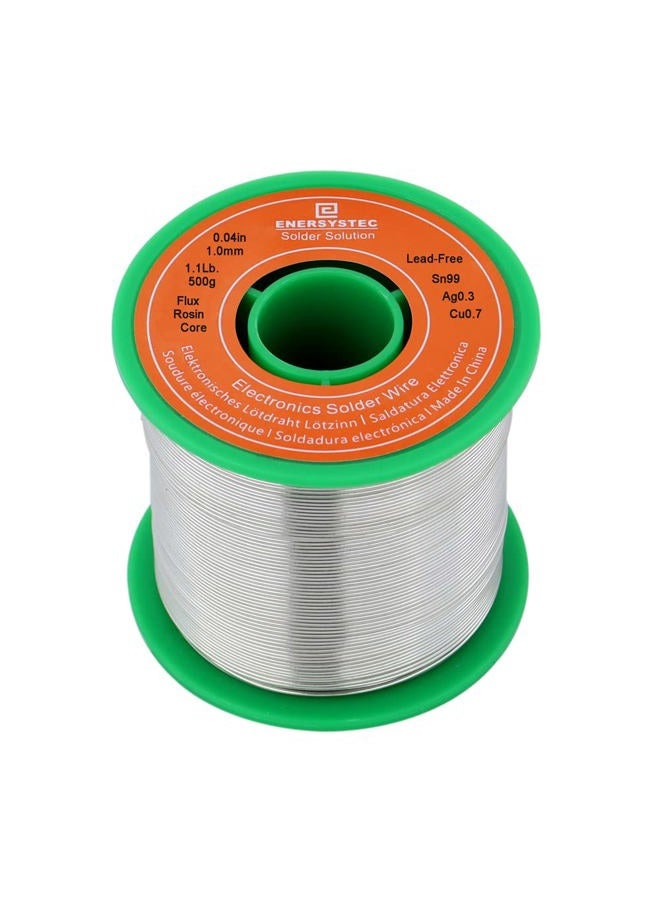 E ENERSYSTEC 1.1 Pound Solder Wire Rosin Flux Core Electronic Soldering Electrical Activity Solder Diameter 0.04 Gauge 1mm 500g No Lead - Image 1