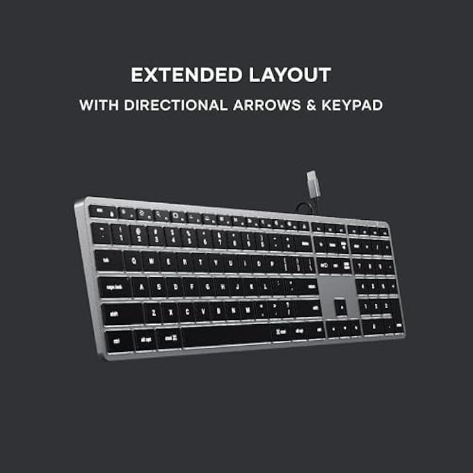rayihni SLIM W3 WIRED BACKLIT KEYBOARD WITH NUMERIC KEYPAD, US QWERTY LAYOUT, USB-C CONNECTION – FOR MACBOOK AIR & PRO M5 M4, MAC MINI, IPAD AIR & PRO M5 M4 M3, IMAC AND MORE - Image 3