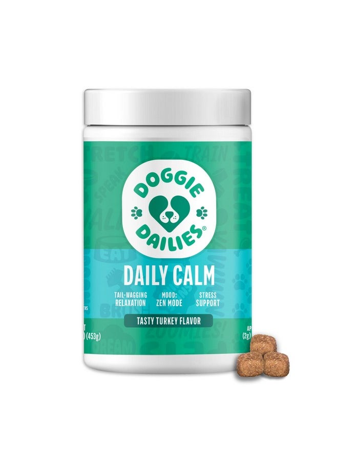 Doggie Dailies Doggie Dailies Calming Chews for Dogs - Melatonin for Dogs with Chamomile to Help Manage Stress Relief - Calm & Relaxation During Thunderstorms, Fireworks, Travel, & Separation (Turkey) 225 Soft Chews  - Image 1