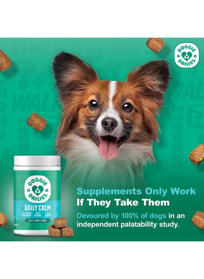 Doggie Dailies Doggie Dailies Calming Chews for Dogs - Melatonin for Dogs with Chamomile to Help Manage Stress Relief - Calm & Relaxation During Thunderstorms, Fireworks, Travel, & Separation (Turkey) 225 Soft Chews  - Image 2