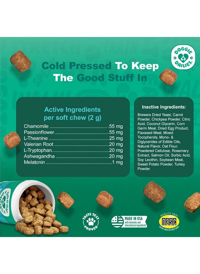 Doggie Dailies Doggie Dailies Calming Chews for Dogs - Melatonin for Dogs with Chamomile to Help Manage Stress Relief - Calm & Relaxation During Thunderstorms, Fireworks, Travel, & Separation (Turkey) 225 Soft Chews  - Image 4