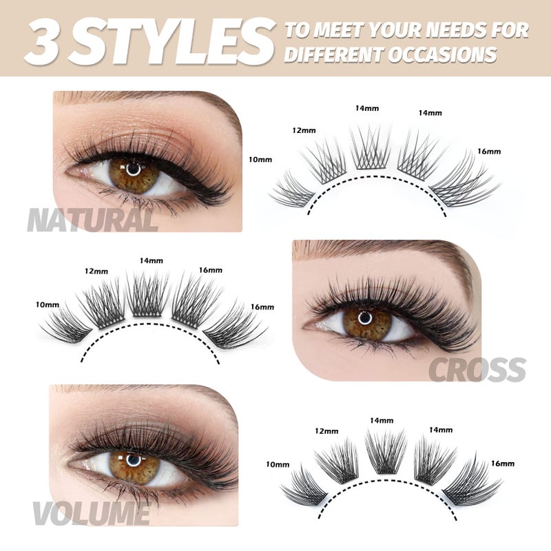 EASITENSION DIY Eyelash Extension Lash Clusters 120 Clusters False Eyelash 3D Effect Individual Natural Lashes Set at Home Eyelash Extension Kit Lashes Pack Natural Mixed - Image 2