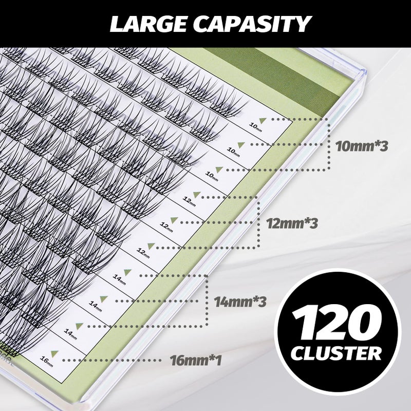 EASITENSION DIY Eyelash Extension Lash Clusters 120 Clusters False Eyelash 3D Effect Individual Natural Lashes Set at Home Eyelash Extension Kit Lashes Pack Natural Mixed - Image 3