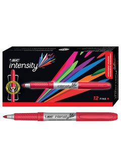 Bic Intensity Permanent Markers Fine Point Red Vibrant & Longlasting 12Count  - Image 1