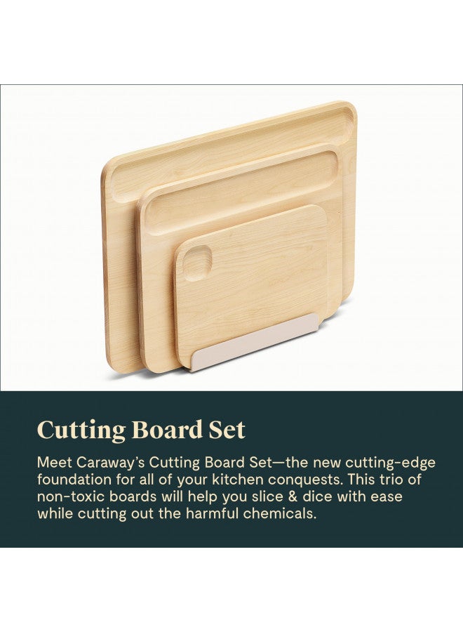 CARAWAY Caraway 4-Piece Double Sided Wood Cutting Board Set - Made From FSC-Certified Birch Wood - Mineral Oil & Wax Finish - 3 Sizes - Small, Medium, & Large - Storage Organizers Included  - Image 1