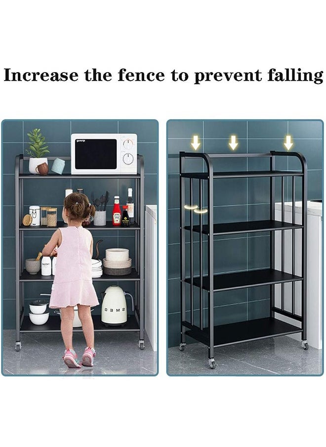 Cady One 4-Tier Iron Kitchen Storage Rack with Wheels for Easy Mobility, Kitchen Storage and Organization Shelves, Black, 27*102*60cm  - Image 4