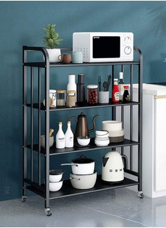 Cady One 4-Tier Iron Kitchen Storage Rack with Wheels for Easy Mobility, Kitchen Storage and Organization Shelves, Black, 27*102*60cm  - Image 2