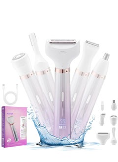 Electric Razors for Women, BestMal Bikini Trimmer 5 in 1 Electric Shaver Razor for Women Wet/Dry Face Razors for Face Nose Eyebrow Arms Armpit Legs Pubic Area Painless Facial Hair Removal for Women