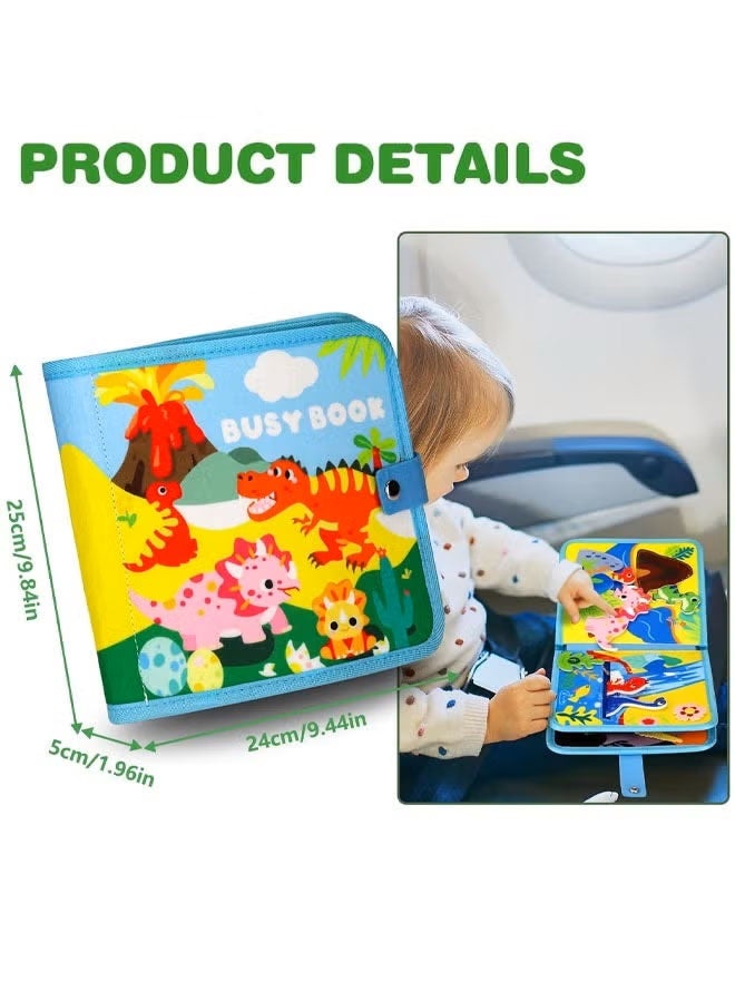 Quiet Book for Young Children，Toddler Busy Board Montessori Toys，Early Toddler Educational Busy Book，Teether Baby Comfortable Soft Books，Dinosaur Animal Interactive Cognitive Book Suitable for Children to Develop Learning Skills，Ideal Gift for Boys & Girls - Image 2