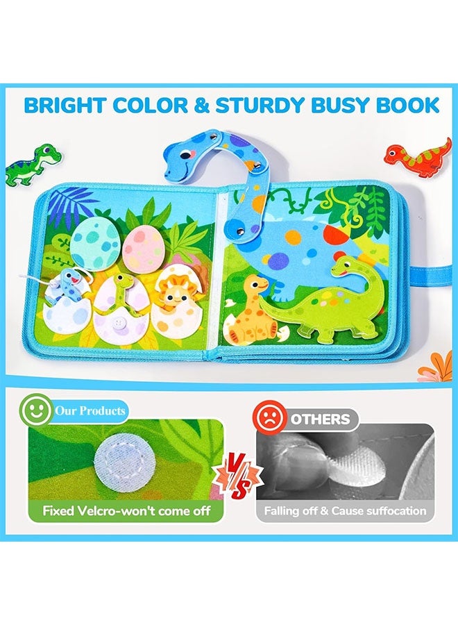 Quiet Book for Young Children，Toddler Busy Board Montessori Toys，Early Toddler Educational Busy Book，Teether Baby Comfortable Soft Books，Dinosaur Animal Interactive Cognitive Book Suitable for Children to Develop Learning Skills，Ideal Gift for Boys & Girls - Image 4