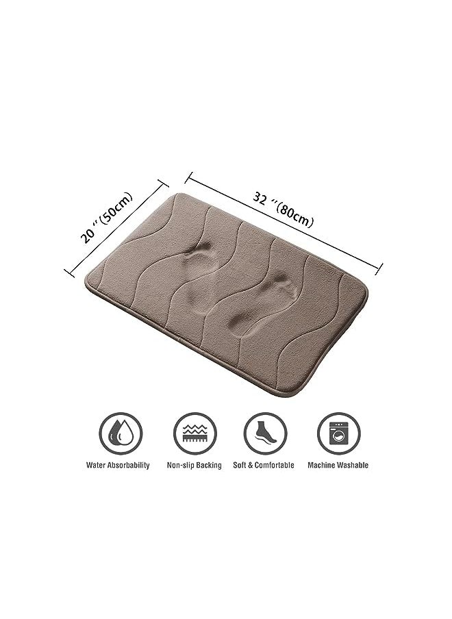 Zaboon - Memory Foam Bath Mat Bathroom Rug Flannel Velvety Bath Mat Non Slip Absorbent Rugs for Bathroom/Bedroom Easier to Dry and Extra Soft, Machine Washable, 50 x 80 cm, Taupe - Image 1