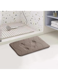 Memory Foam Bath Mat Bathroom Rug Flannel Velvety Bath Mat Non Slip Absorbent Rugs for Bathroom/Bedroom Easier to Dry and Extra Soft, Machine Washable, 50 x 80 cm, Taupe