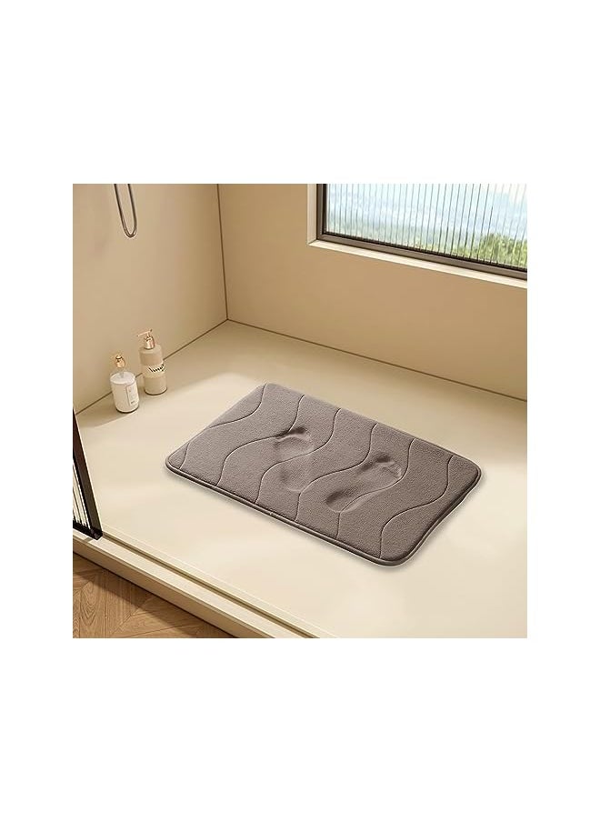 Zaboon - Memory Foam Bath Mat Bathroom Rug Flannel Velvety Bath Mat Non Slip Absorbent Rugs for Bathroom/Bedroom Easier to Dry and Extra Soft, Machine Washable, 50 x 80 cm, Taupe - Image 1