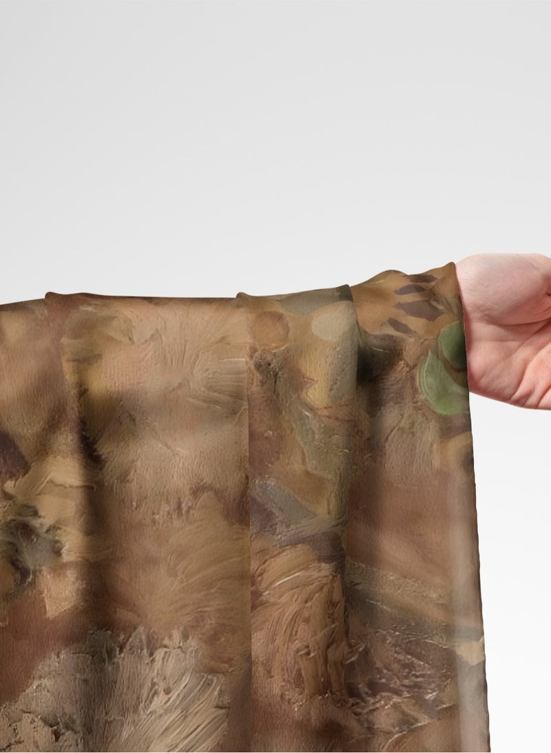 Vellato Al Lail Aramny Silk Fabric By The Yard Brown Beige Floral Jalabiya Makhweer Dressmaking 58 Inches Width - Image 1