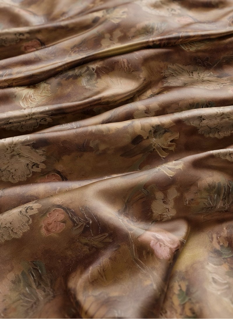 Vellato Al Lail Aramny Silk Fabric By The Yard Brown Beige Floral Jalabiya Makhweer Dressmaking 58 Inches Width - Image 3