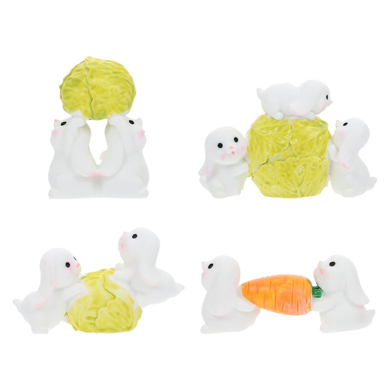8 Pcs Landscape Bunny Decors Resin Ornaments Home Desktop Decor - Image 1