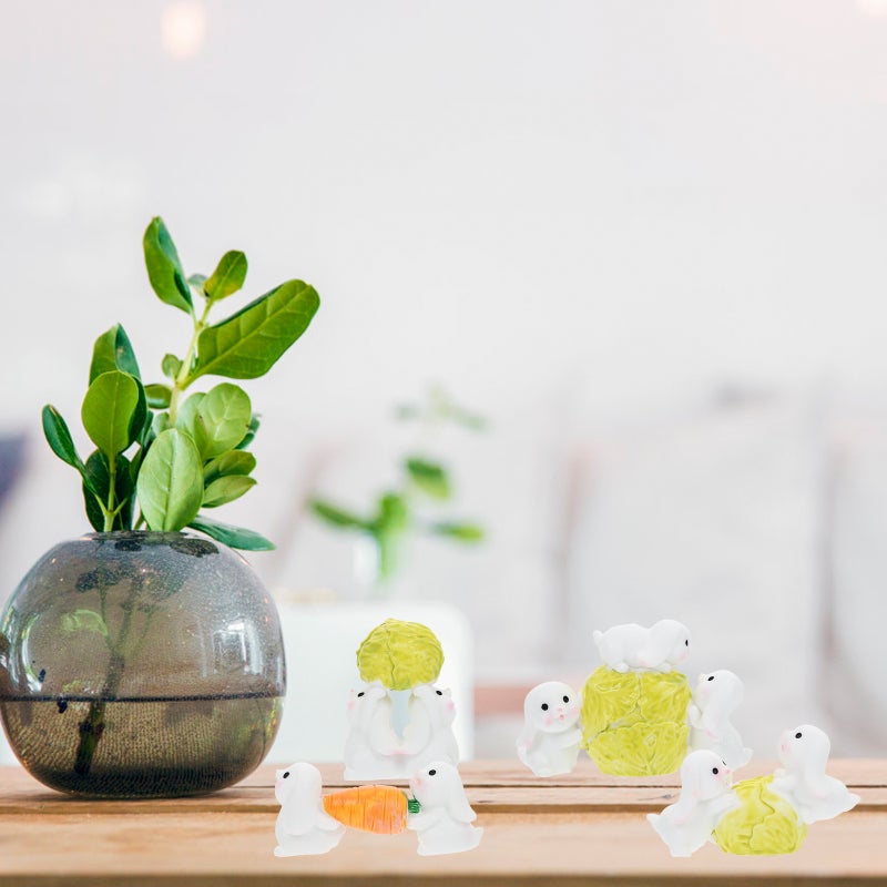 8 Pcs Landscape Bunny Decors Resin Ornaments Home Desktop Decor - Image 4