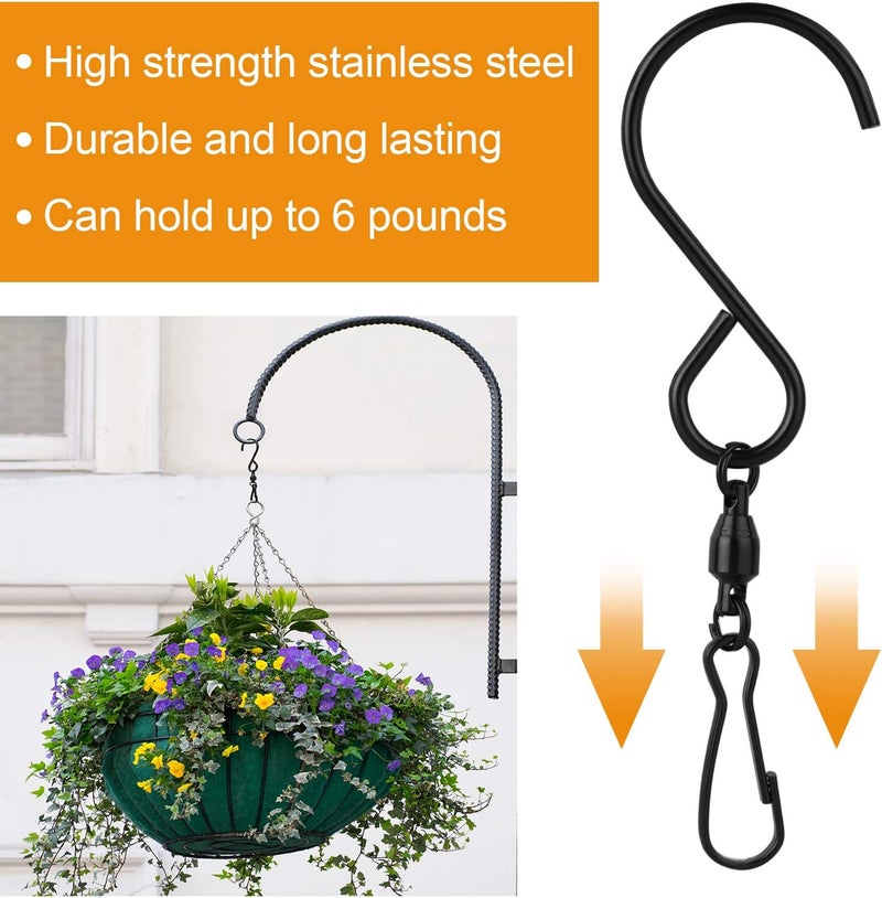 KUUQA 20 Pack Swivel Hooks Clips Wind Spinner S Hook Clips Hanging Wind Chimes Crystal Twisters Party Supplies (Black) - Image 3