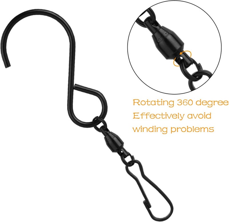 KUUQA 20 Pack Swivel Hooks Clips Wind Spinner S Hook Clips Hanging Wind Chimes Crystal Twisters Party Supplies (Black) - Image 2